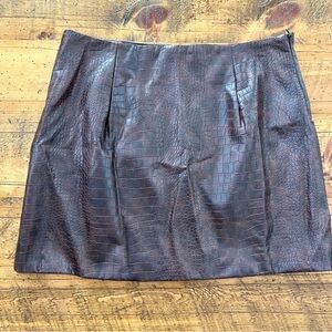 SHEIN Dark Brown Faux Crocodile-Pattern Mini Skirt